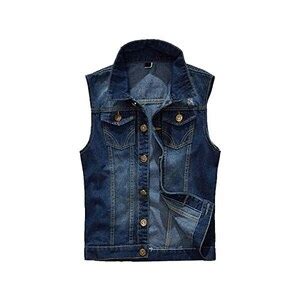 Kelmon Giacca Denim Uomo Gilet Per Vintage Strappato Gilet Di Jeans Da