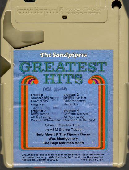 The Sandpipers Greatest Hits Track Tape