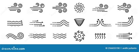 Wind Icon Set Winds Vector Icons Set Wind Air Movement For Weather