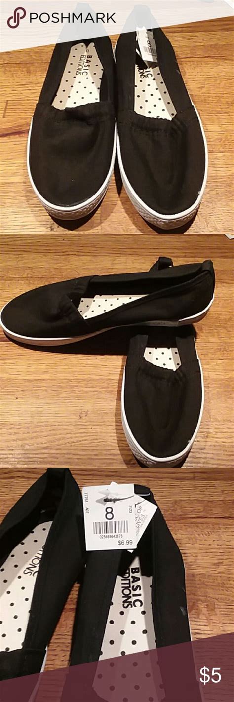 Basic Edition Black Canvas Slip On Black Canvas Slip On Flat Shoes Women