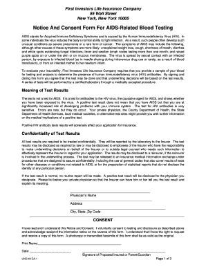 Fillable Online Notice And Consent Form For Aids Related Blood Testing