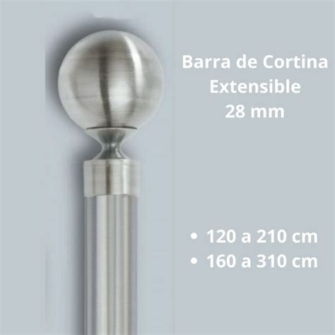 Barra Cortina 7333 Plata De 28 MM Extensible Salma Hogar