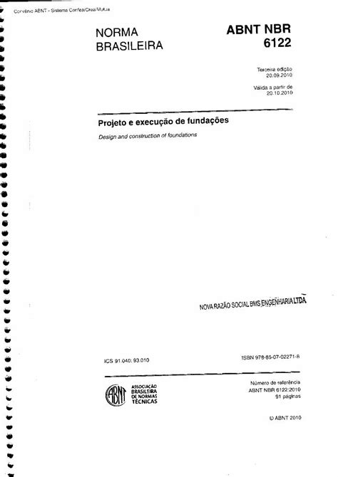 ABNT NBR 6122 Projeto e execução de fundações NOVA NORMA pdf