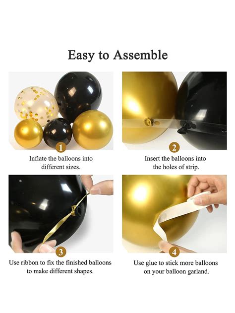 121pcs Black And Gold Balloons Garland Arch Kit With Metallic Gold Confetti Balloons 5101218