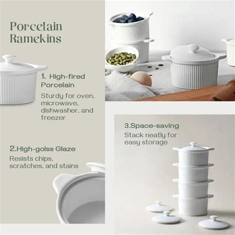 Dowan Covered White Ceramic Ramekins Set Of 4 Dowan®