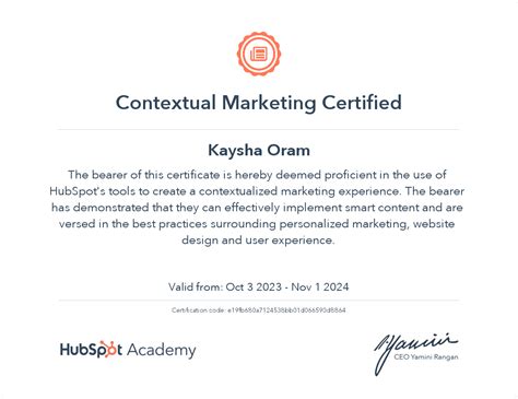 Hubspot Academy Contextual Marketing Certification