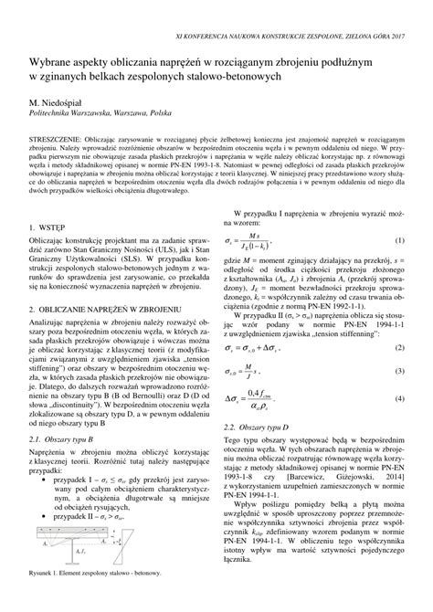 PDF Wybrane aspekty obliczania naprężeń w rozciąganym zbrojeniu