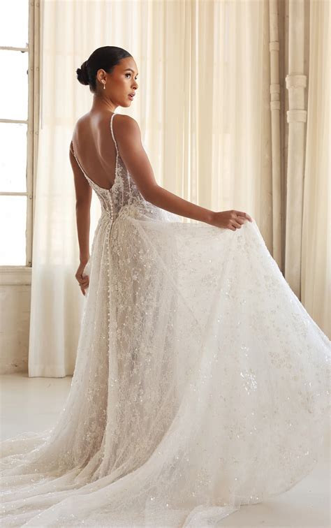 Art Deco Inspired Lace Spaghetti Strap Wedding Dress