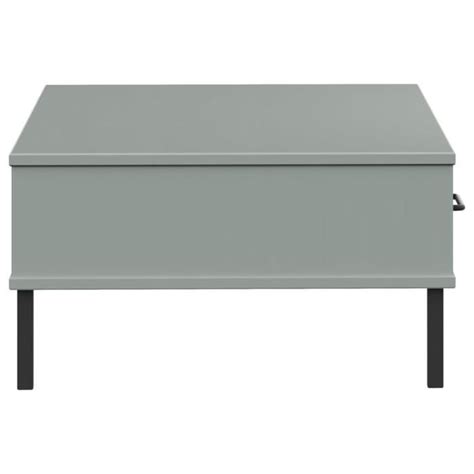 Table Basse Avec Pieds En M Tal Gris Bois Pin Massif Oslo Dilwe