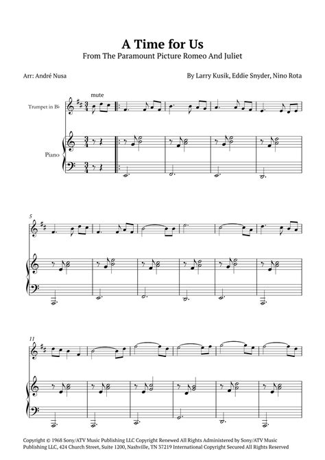 A Time For Us love Theme arr André Nusa by Nino Rota Sheet Music