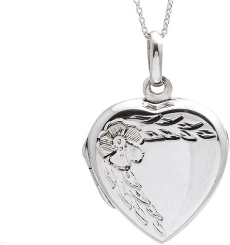 Silverly Argent 925 Collier Femme Fleur Coeur Médaillon qui s ouvre 46