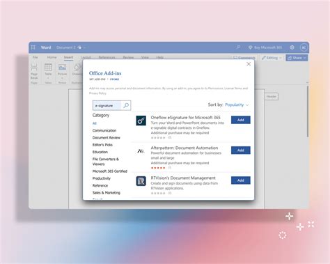 how to put an electronic signature on a word document