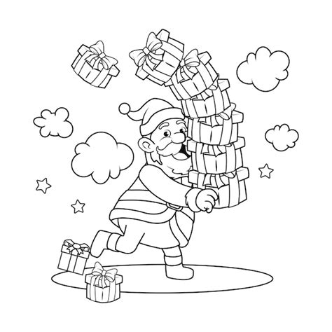 Premium Vector Black And White Illustration For Christmas Coloring