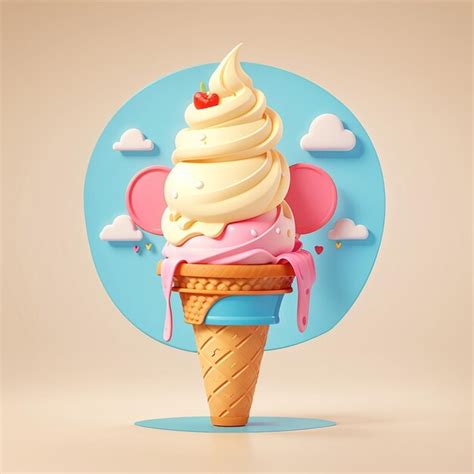 Premium Photo Cute Ice Cream Cone Teasing Cartoon Vector Icon