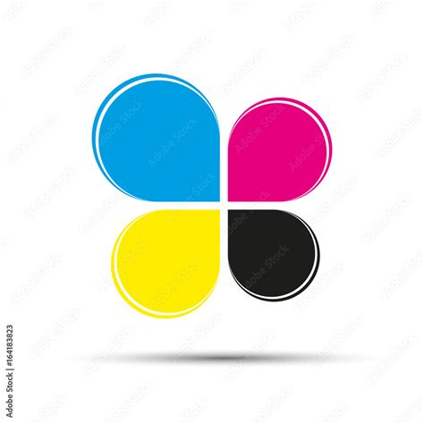 Abstract Vector Color Logo In The Shape Of A Cloverleaf In Cmyk Colors