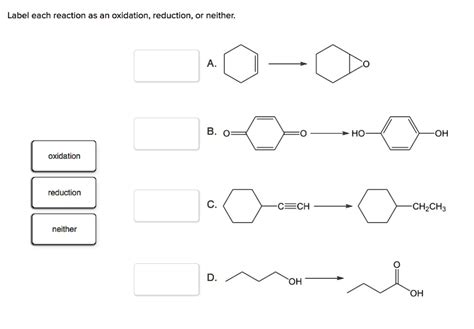 Solved Label Each Reaction As An Oxidation Reduction Or Neither Ho