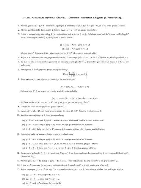 Grupos Algébricos Pdf Grupo Matemática Teoria Da Categoria