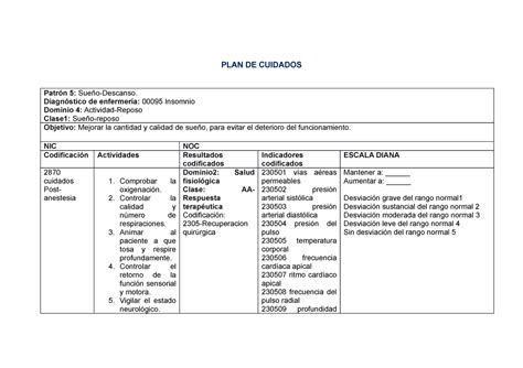 Dx Enfermeria Y Plan De Cuidados Nic Y Noc Plan De Cuidados Patr N