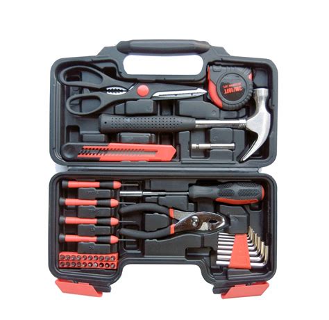 39 Piece Tool Set General Household Hand Kit With Plastic Toolbox