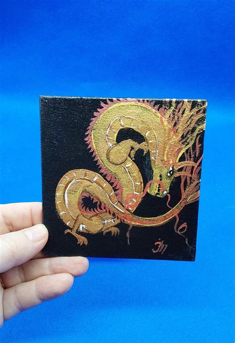 Golden Dragon 8 Small Painting Chinese Zodiac Painting New - Etsy