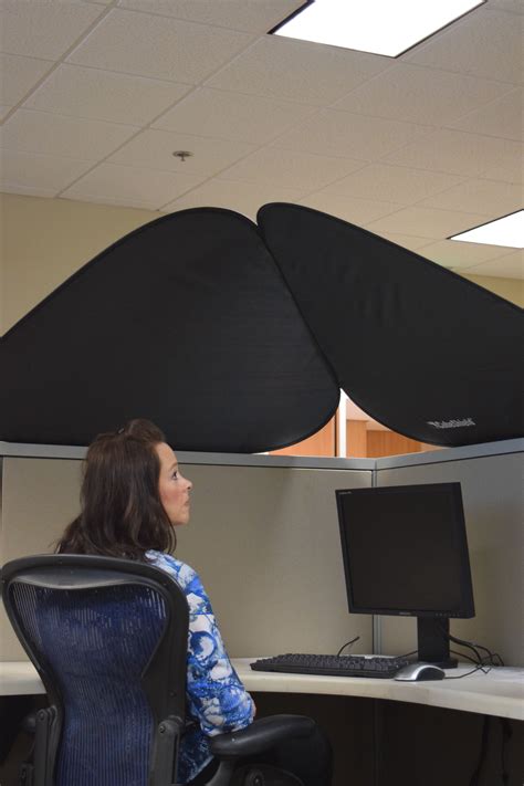 CubeShield - Block Overhead Lights in the Office | Cubicle decor office, Cubicle shade, Cubicle ...