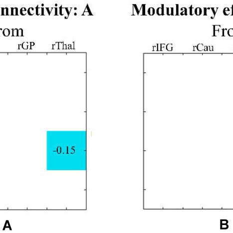 Sex Effect On Connectivity Parameters In Terms Of A Matrix And B