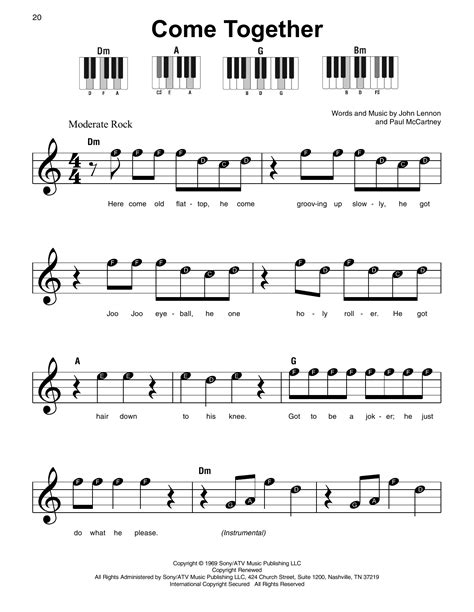 The Beatles Come Together Sheet Music