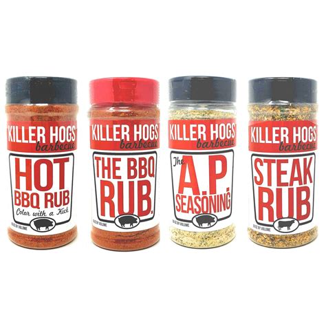 Killer Hogs Barbecue Rub Aif4 Variety Pack Hot Bbq Steak Rub Ap