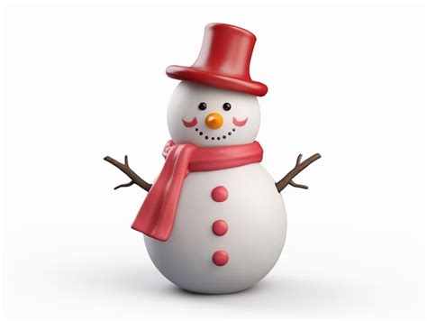 Premium Ai Image Arafed Snowman With A Red Hat And Scarf On A White