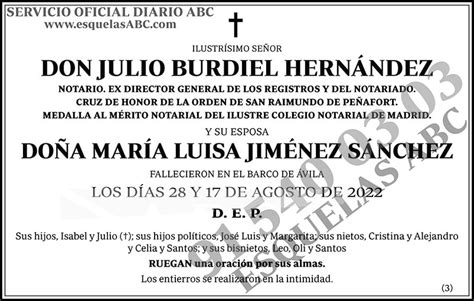 Esquela publicada ABC Julio Burdiel Hernández