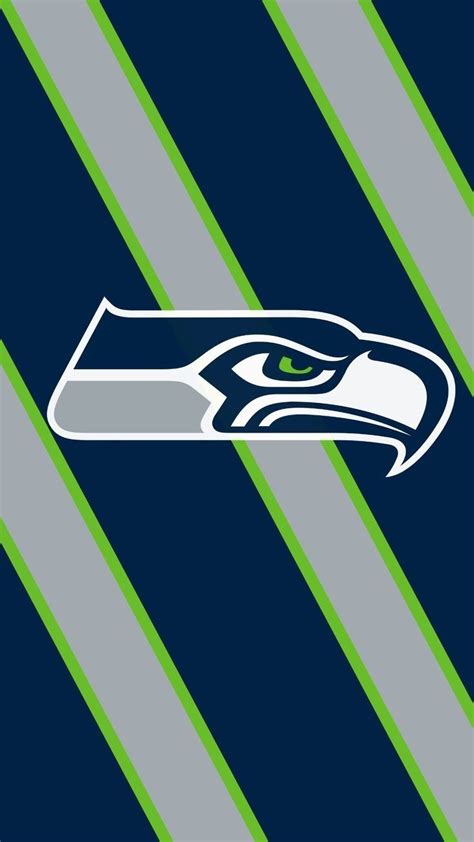 the seattle football team logo is shown on a blue and green striped ...