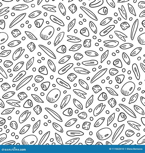 Seamless Pattern With Outline Cereal Grains Stock Vector