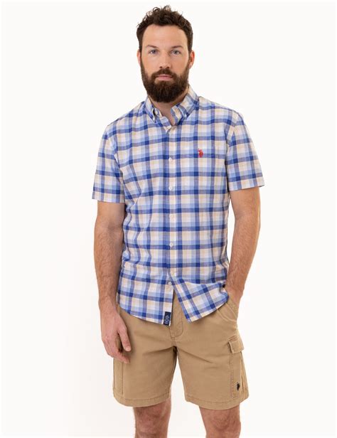 Plaid Slub Poplin Short Sleeve Shirt Us Polo Assn