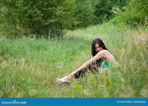 Beautiful Slim Brunette Girl On A Walk Stock Photo Image Of Attractive Cute