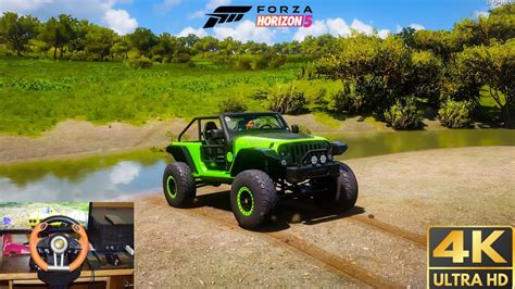 Jeep Trailcat Realistic Offroading Forza Horizon 5 Steering Wheel Gameplay Youtube