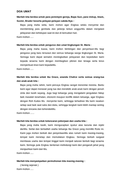 DOCX Doa Umat Pemberkatan Ruko DOKUMEN TIPS