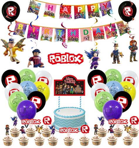 Buy Smileh Birthday Decorations Roblox Balloons Happy Birthday Banner