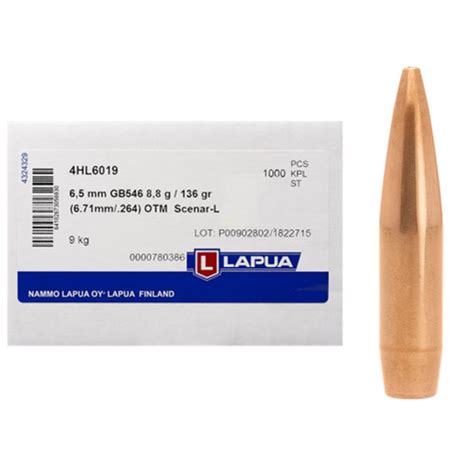 LAPUA 6 5mm 136 GR Scenar L OTM GB546 Bullets 1000 SA SHOOTER