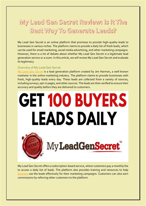 My Lead Gen Secret Review Is It The Best Way To Generate Leads By