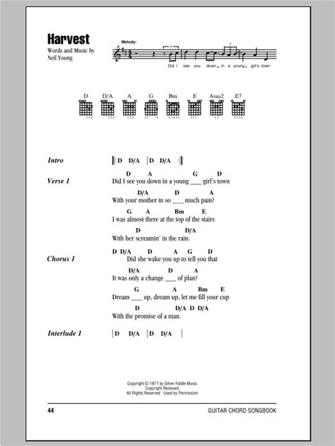 Harvest by Neil Young - Guitar Chords/Lyrics - Guitar Instructor