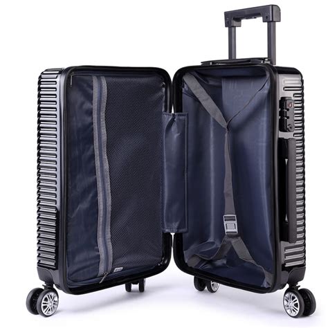 K1775L - Shavont Deluxe Hard Shell Suitcase 20'' Cabin Size Luggage Black