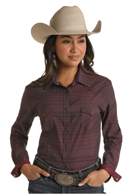 Panhandle Slim® Womens Maroon Long Sleeve Snap Front Western Shirt Solanos Boot And Western Wear