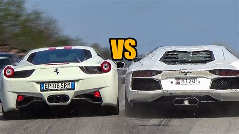 Lamborghini Aventador VS Ferrari 458 Italia Which One Is LOUDER