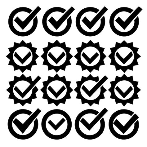 Set Of Black Checkmark Icons With Checkmarks In A Circle And A