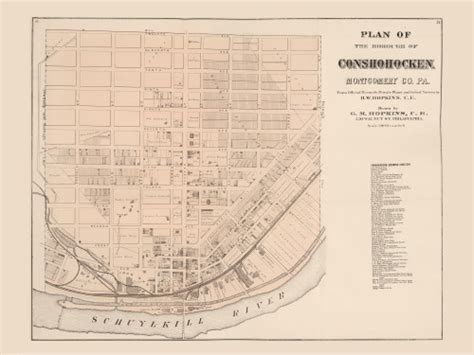 Plan Of The Borough Of Conshohocken Pennsylvania 1871 Old Map