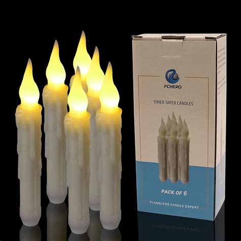 LED Taper Candles With Timer PChero 6pcs 6 69 Flameless Battery