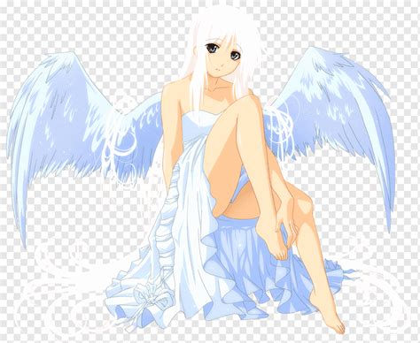 Ilustração De Personagem De Anjo Desenho De Anime Estilo De Manga Anjo Branco Azul Arte Cg