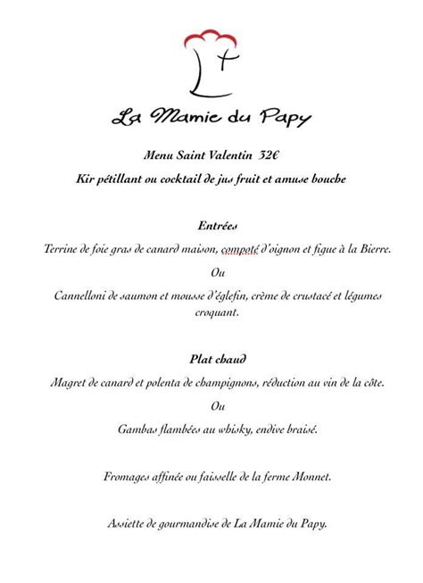 Menu Au La Mamie Du Papy Restaurant Saint Nizier Sous Charlieu