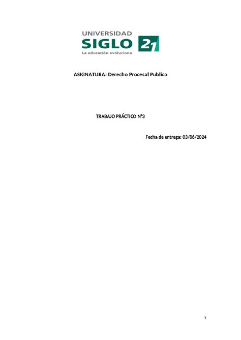 TP 3 Derecho Procesal Publico St ASIGNATURA Derecho Procesal Publico