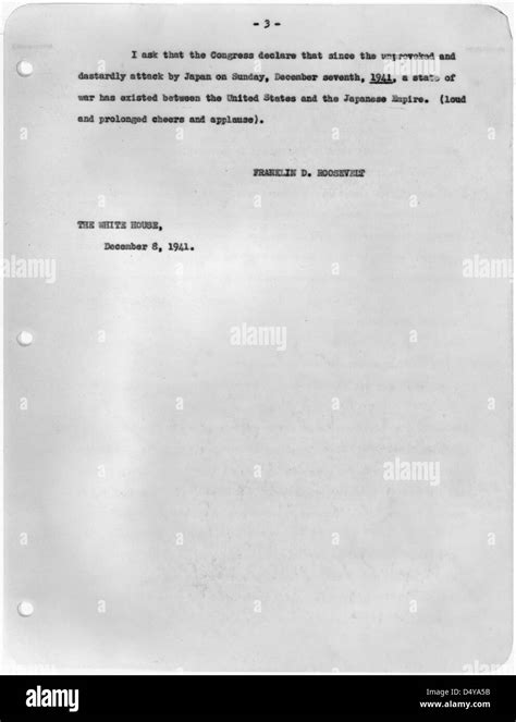 Transcript Of Message To Congress Requesting Declaration Of War Against